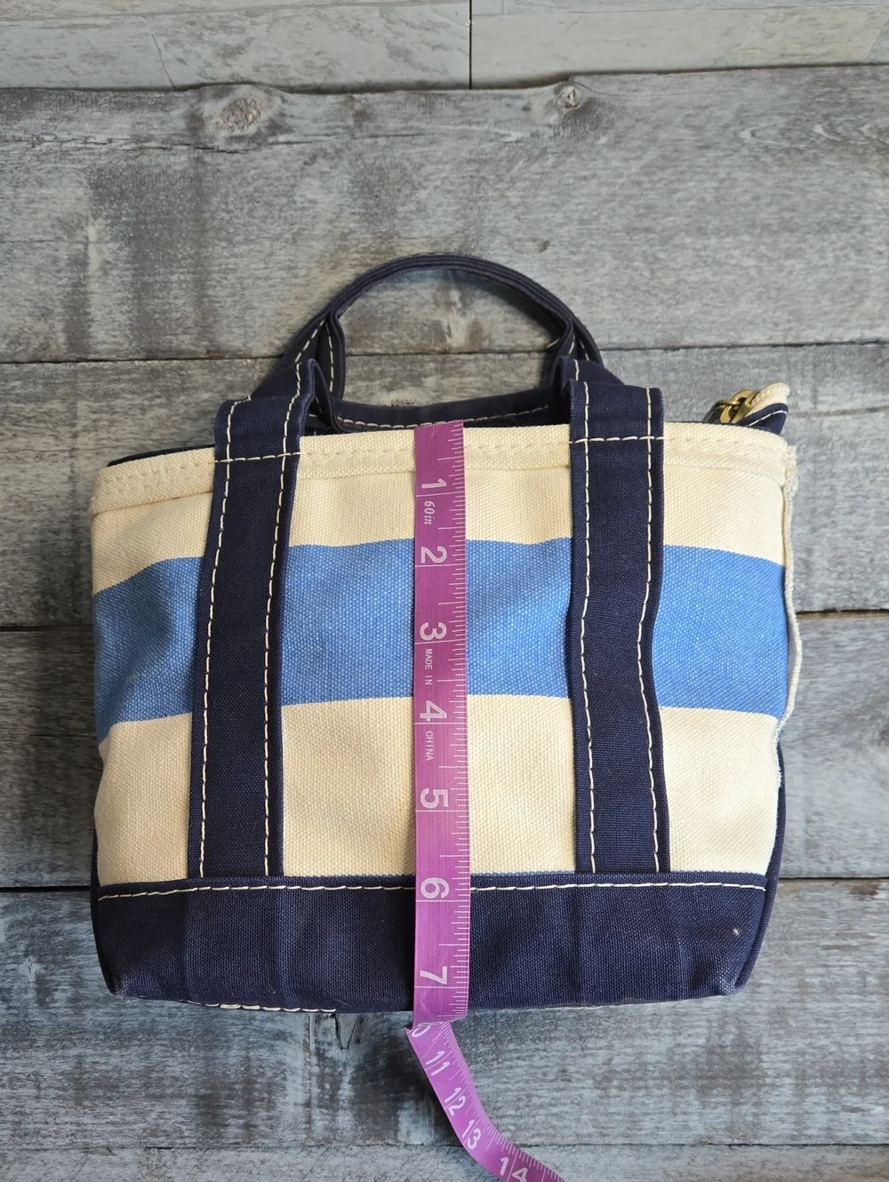 L.L. Bean Vintage Boat And Tote Striped Canvas Bag 90's SKU OAMK6  With Zipper